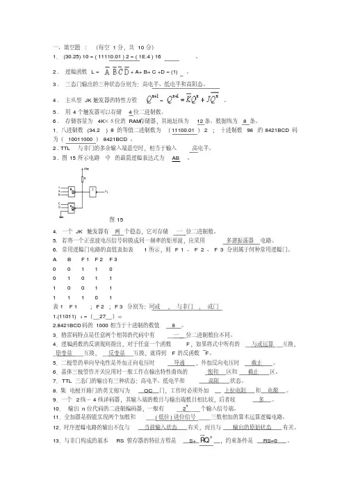 数字电子技术基础—试题—填空