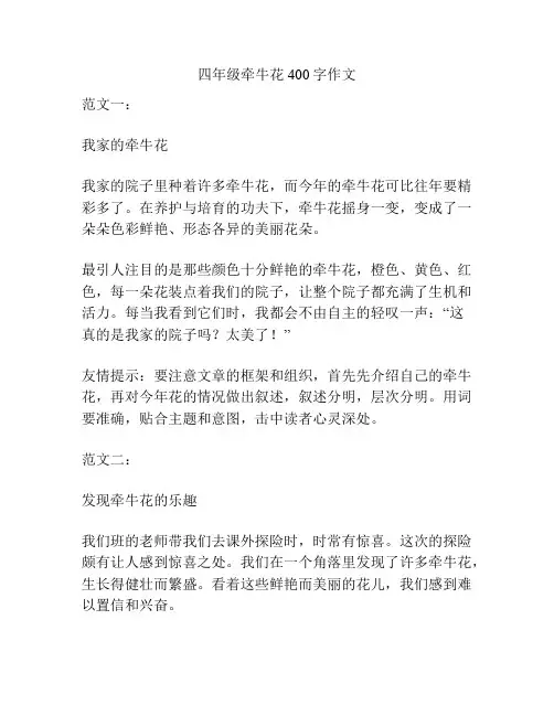 四年级牵牛花400字作文