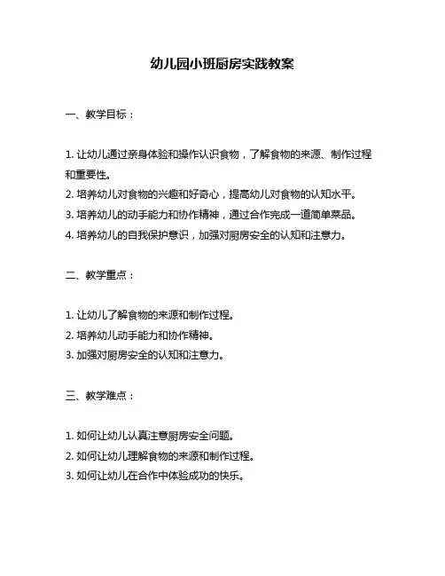 幼儿园小班厨房实践教案
