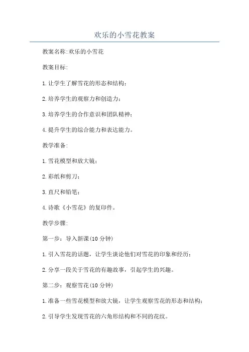 欢乐的小雪花教案