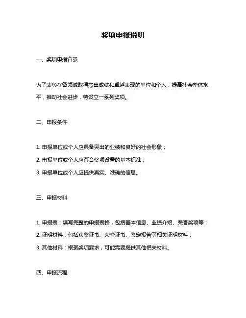 奖项申报说明