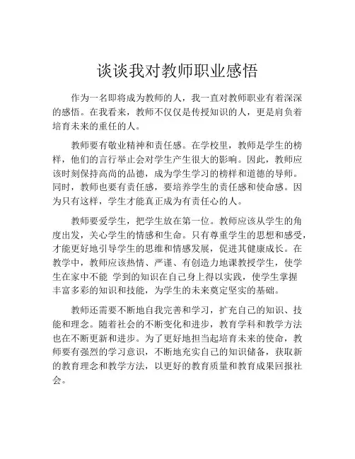 谈谈我对教师职业感悟