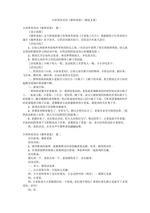 小班体育活动《猫和老鼠》(精选3篇)