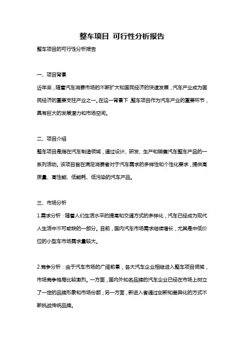 整车项目 可行性分析报告