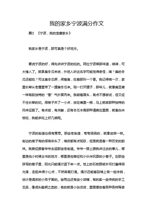 我的家乡宁波满分作文