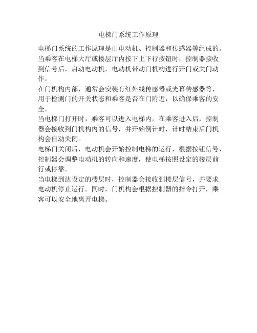 电梯门系统工作原理