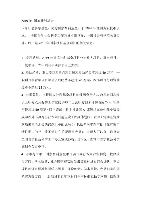2019年 国家社科基金
