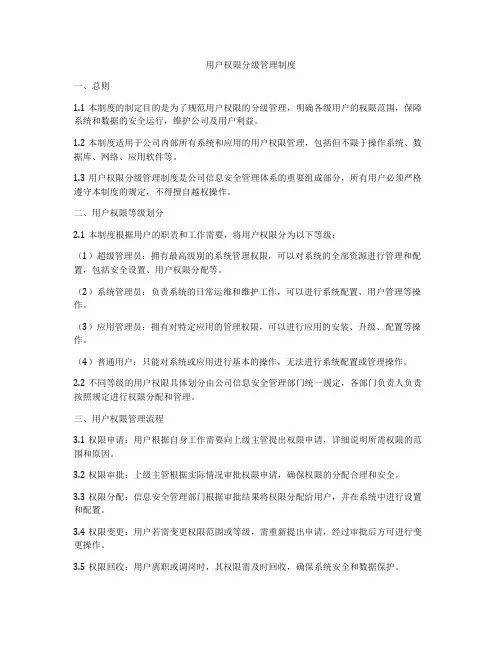 用户权限分级管理制度