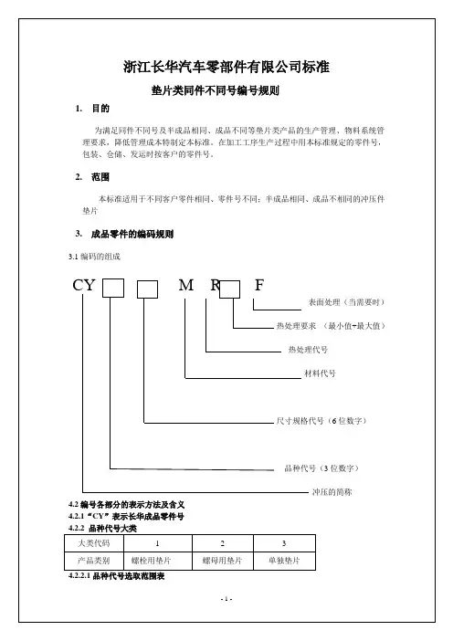 垫片同件不同号编码规则
