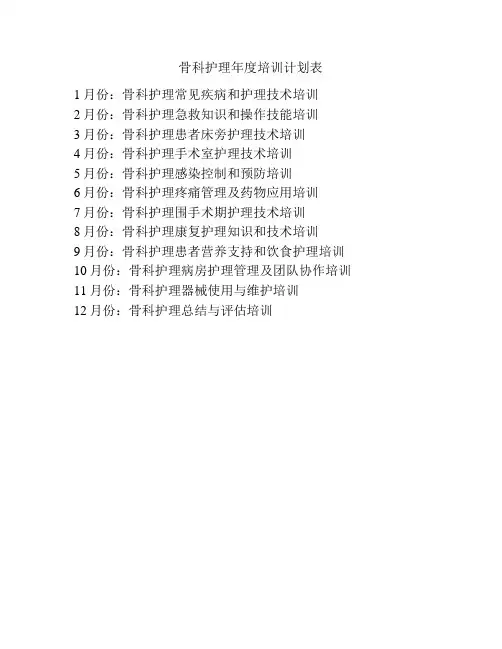 骨科护理年度培训计划表