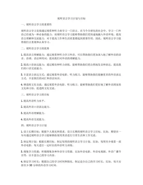 视听语言学习计划与目标