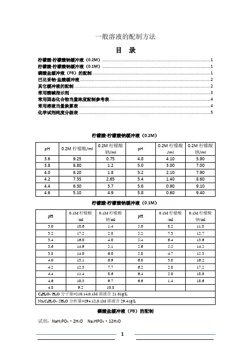 常规溶液配制方法