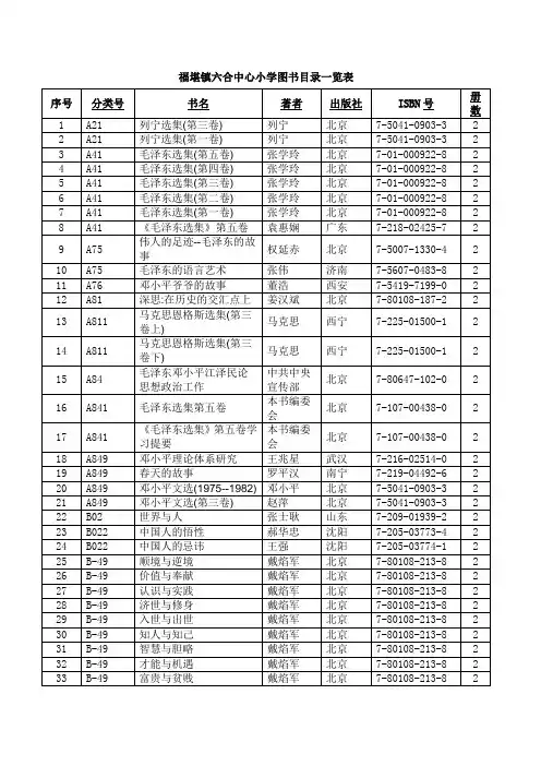 六合中心小学图书目录一览表