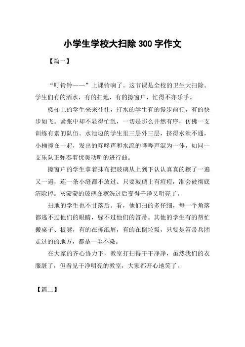 小学生学校大扫除300字作文