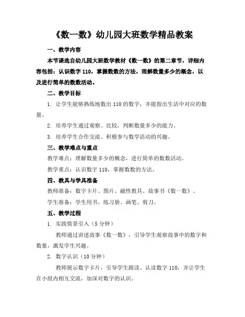 《数一数》幼儿园大班数学精品教案