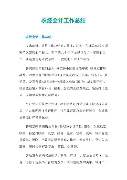 农经会计工作总结