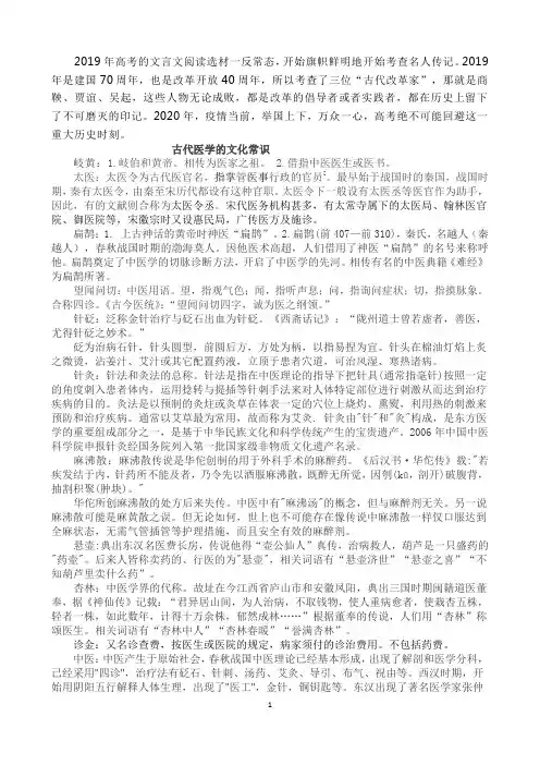 与医学有关的文言文