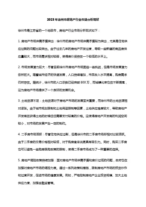 2023年徐州市房地产行业市场分析现状