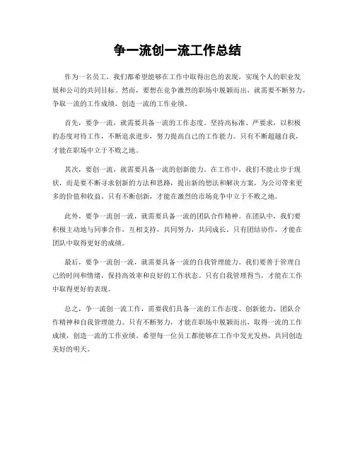 争一流创一流工作总结