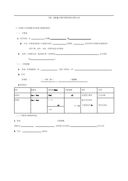 人教版选修一分解纤维素的微生物的分离学案