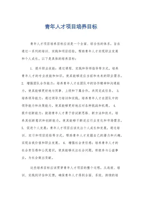 青年人才项目培养目标