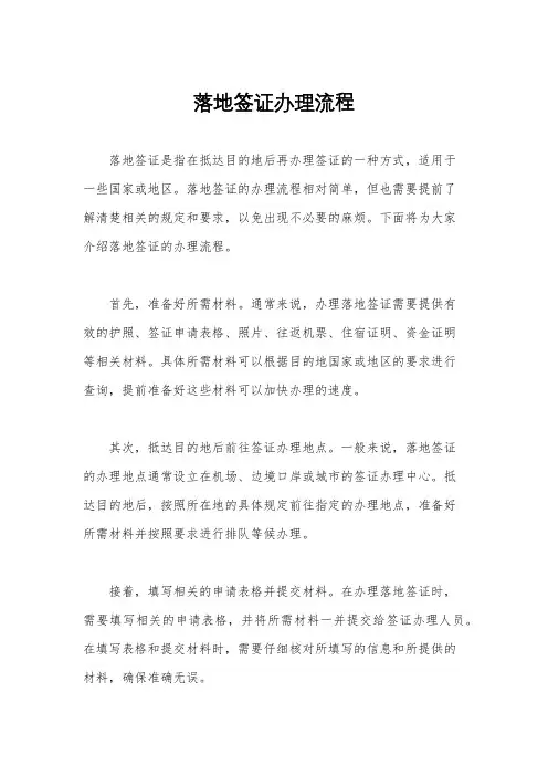 落地签证办理流程