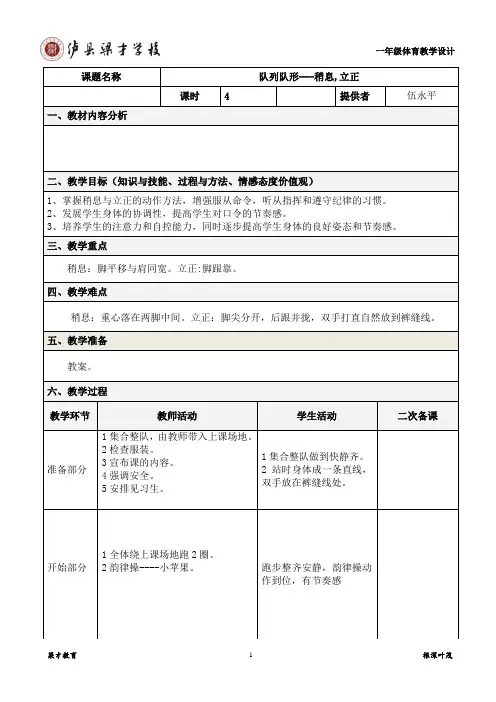 队列队形---稍息,立正