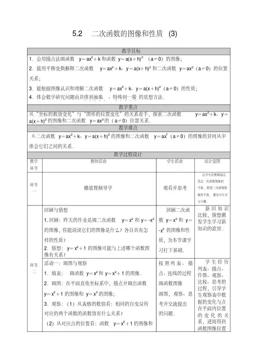 新苏科版九年级数学下册《5章二次函数5.2二次函数的图像和性质y=ax^2+k、y=a(x+m)^2的图像》教案_32