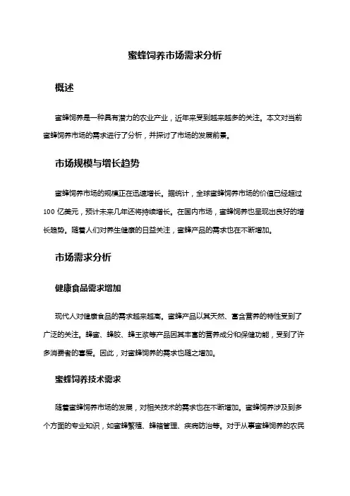 2024年蜜蜂饲养市场需求分析