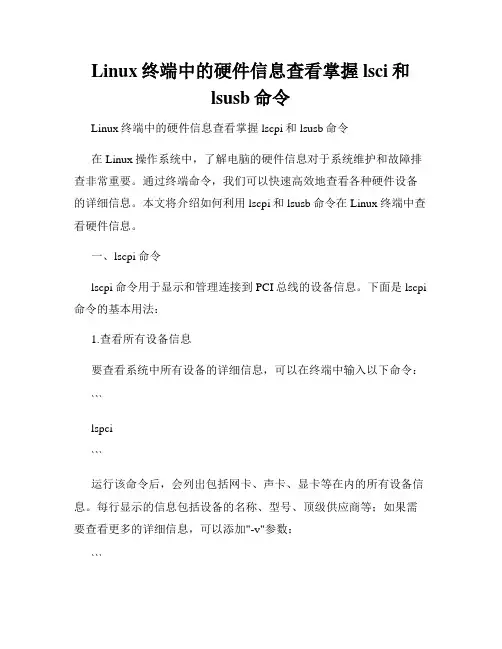 Linux终端中的硬件信息查看掌握lsci和lsusb命令