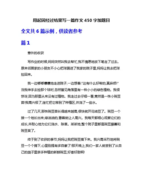 用起因经过结果写一篇作文450字加题目