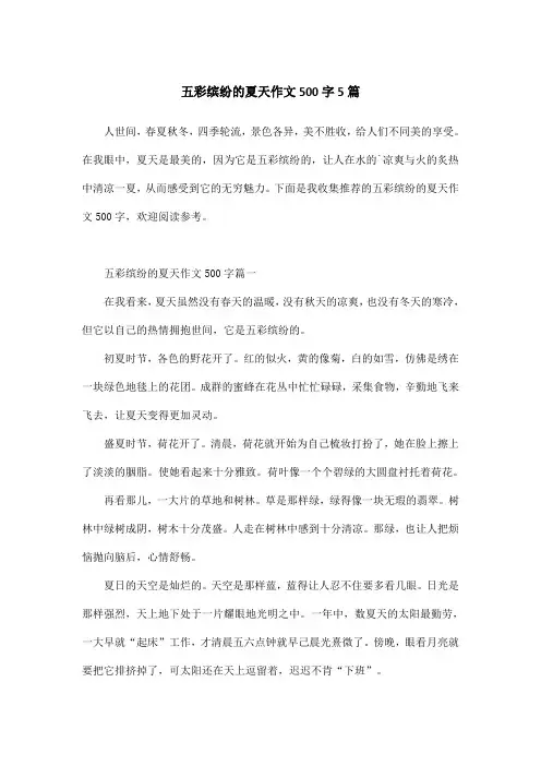 五彩缤纷的夏天作文500字5篇
