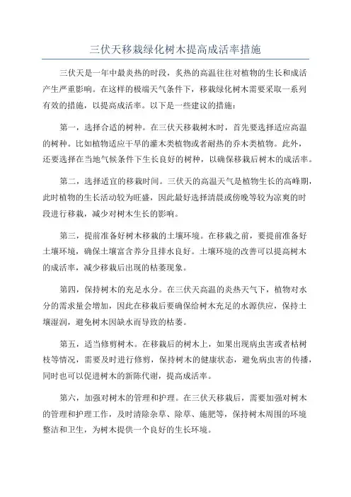 三伏天移栽绿化树木提高成活率措施
