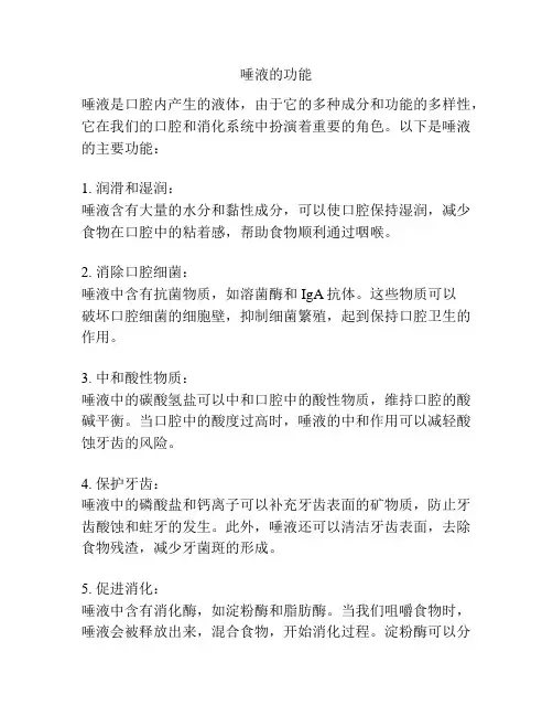 唾液的功能