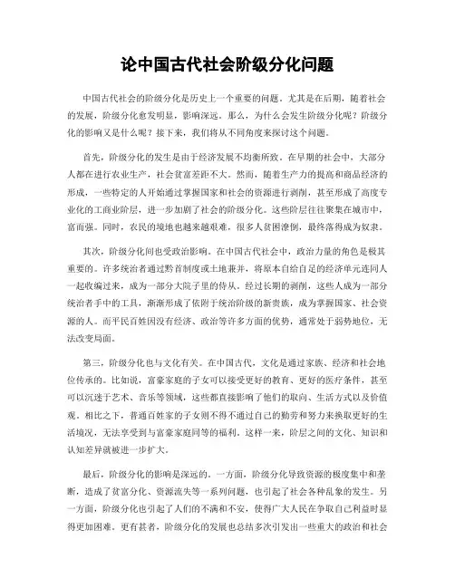 论中国古代社会阶级分化问题