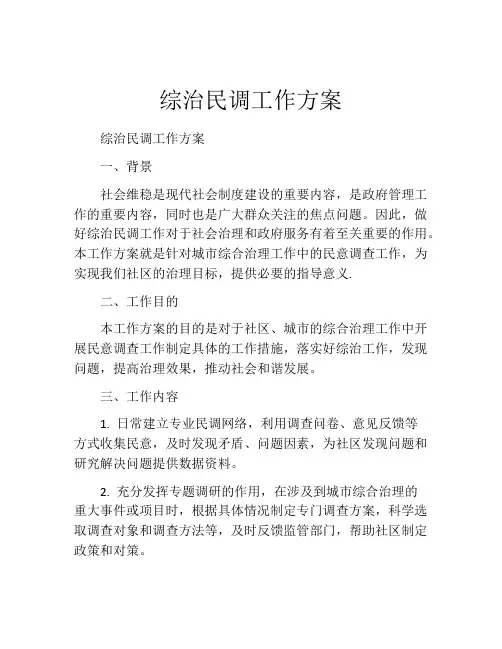 综治民调工作方案
