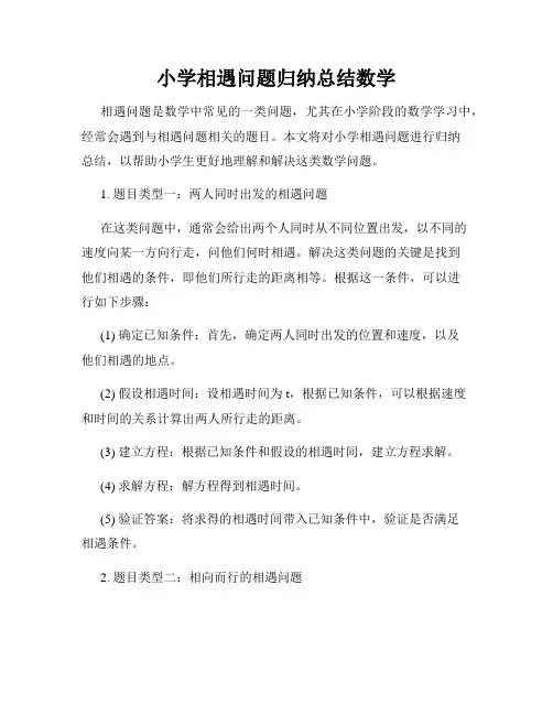 小学相遇问题归纳总结数学