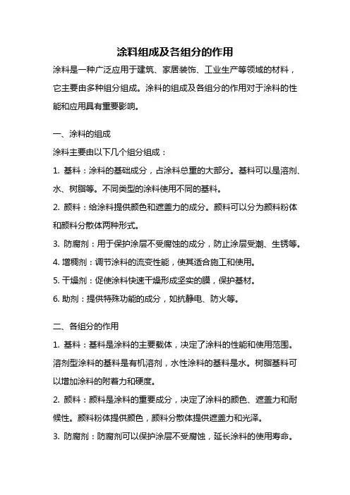 涂料组成及各组分的作用