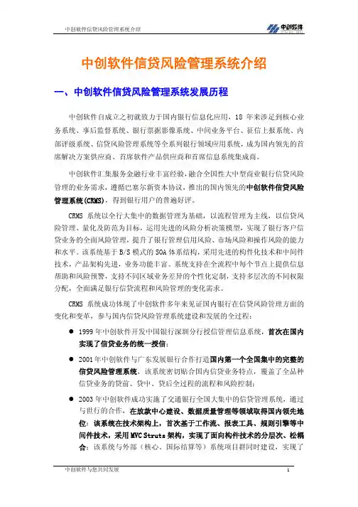 中创软件信贷风险管理产品介绍
