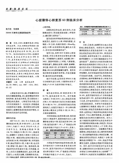 心脏骤停心肺复苏60例临床分析