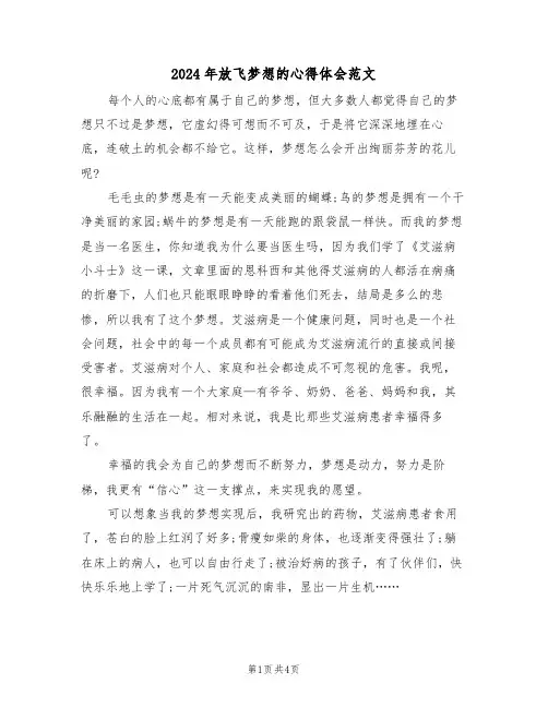 2024年放飞梦想的心得体会范文(二篇)