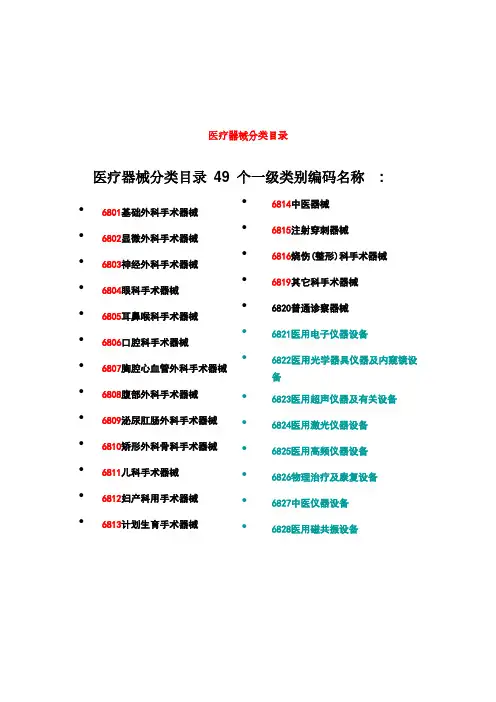 《医疗器械分类目录》