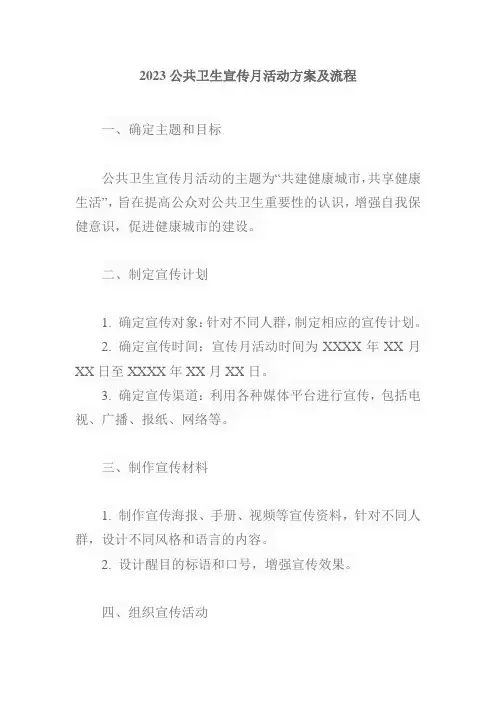 2023公共卫生宣传月活动方案及流程