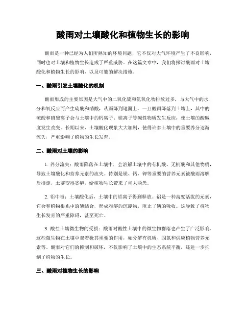 酸雨对土壤酸化和植物生长的影响
