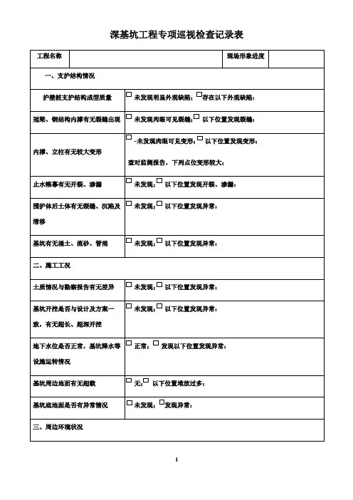 深基坑工程日常巡视检查记录表54812