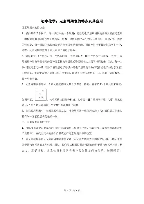 元素周期表的特点及其应用