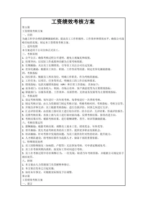 工资绩效考核方案
