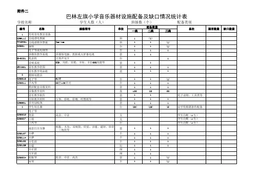 中小学音体美器材统计表