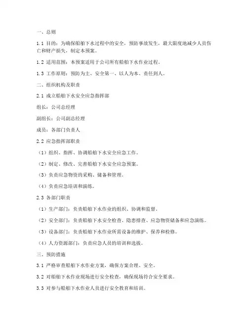 船舶下水安全应急预案范文