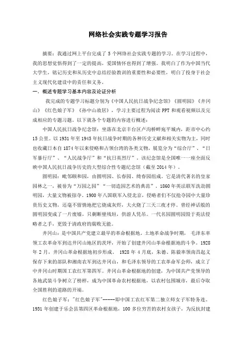 网络社会实践专题学习报告